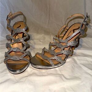Nina Silver Strappy heeled Sandals
